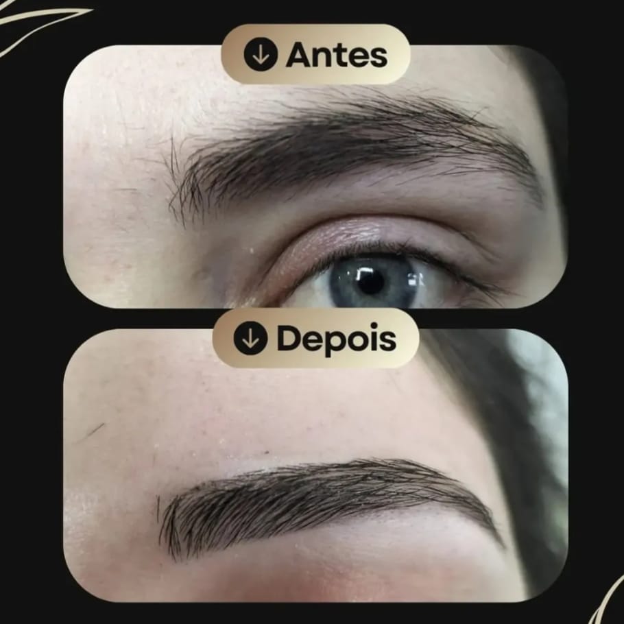 Design de sobrancelha antes e depois